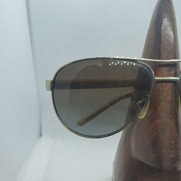 Ralph Lauren Polarized Silver & Tan Aviator Sunglasses - Picture 2 of 16